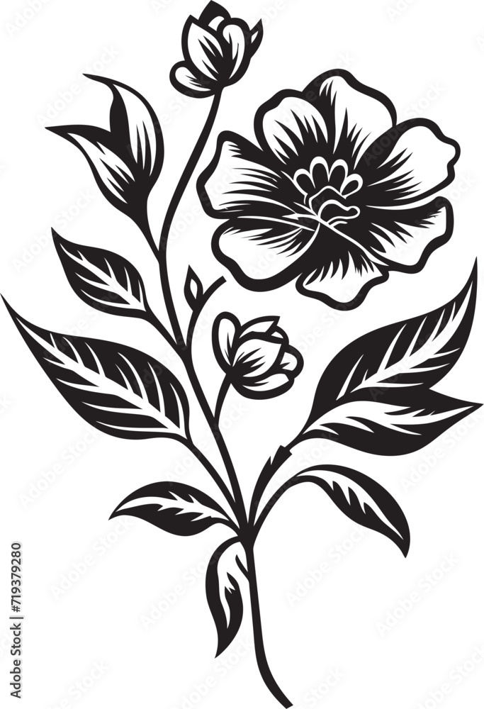 Monochrome Mastery Floral Vector SketchesDarkened Delights  Black Vector Blossoms