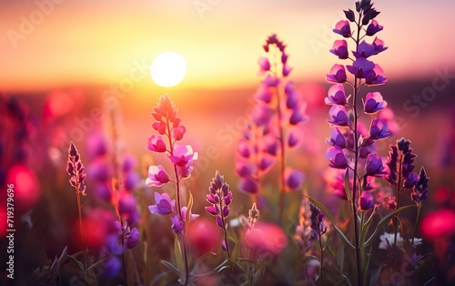 Beautiful colorful meadow of wild flowers floral background