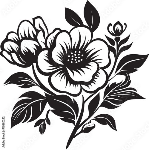Midnight Petal Melodies V Black Vector Petal MelodiesInked Floral Serenade XV Shadowy Floral Vector Serenade