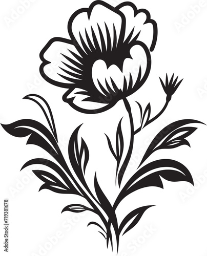 Shadowy Bloomed Elegance VI Black Vector Bloomed EleganceObsidian Floral Melodies VI Chic Floral Vector Melodies