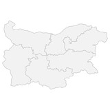 Bulgaria map. Map of Bulgaria in six mains regions in white color