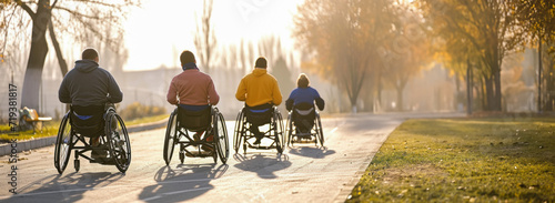 Wheelchair Athletes Racing on a Sunny Day photo