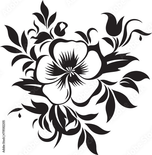 Monochrome Floral Fantasies XI Dark Floral Vector FantasiesMidnight Petal Harmony X Black Vector Petal Harmony