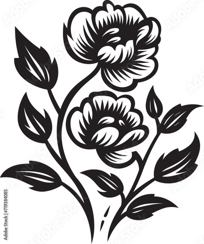 Midnight Blooms Floral Vector ArtNoir Garden Black Floral Vector Illustration