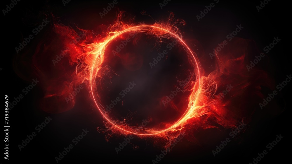 Circle of Fire flame with movment on black background, Beautiful yellow, orange and red and red blaze fire flame texture style, , generative ai Circle of Fire flame with movment on black background, Beautiful yellow, orange and red and red blaze fire flame texture style, , generative ai