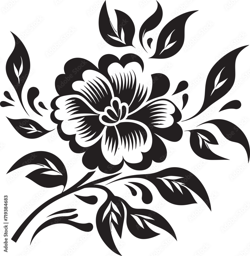 Monochrome Roses Black Vector FlowersStygian Bougainvillea Floral Vector Artwork
