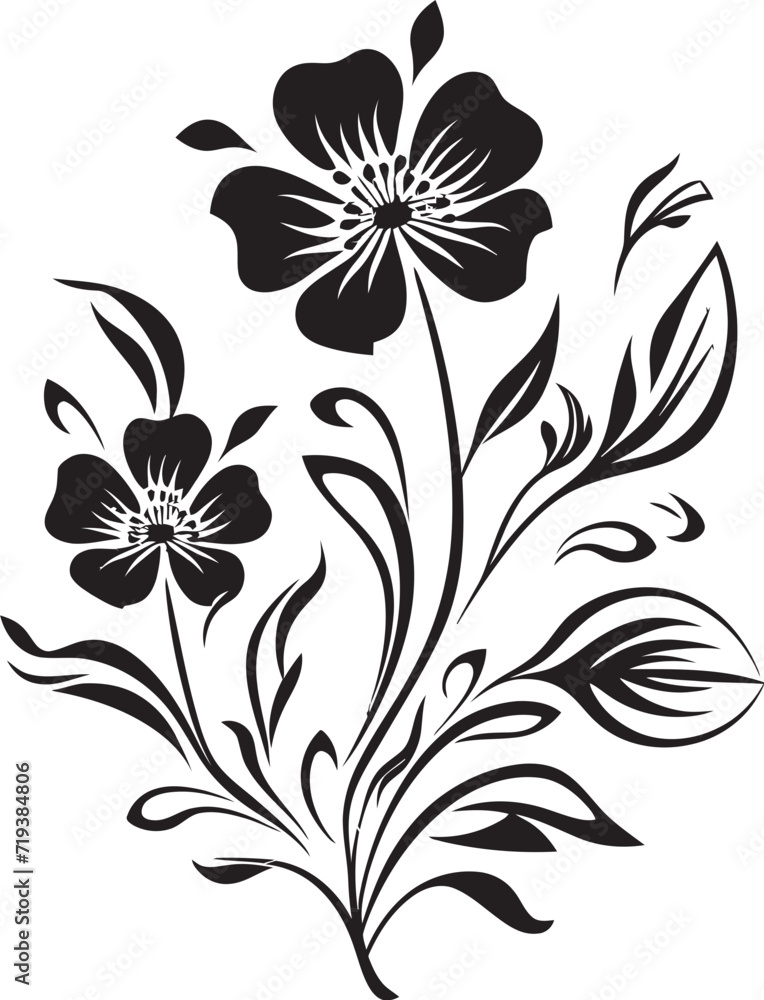 Ebony Gardenia Black Floral Vector DesignNightshade Poppies Dark Floral Vectors
