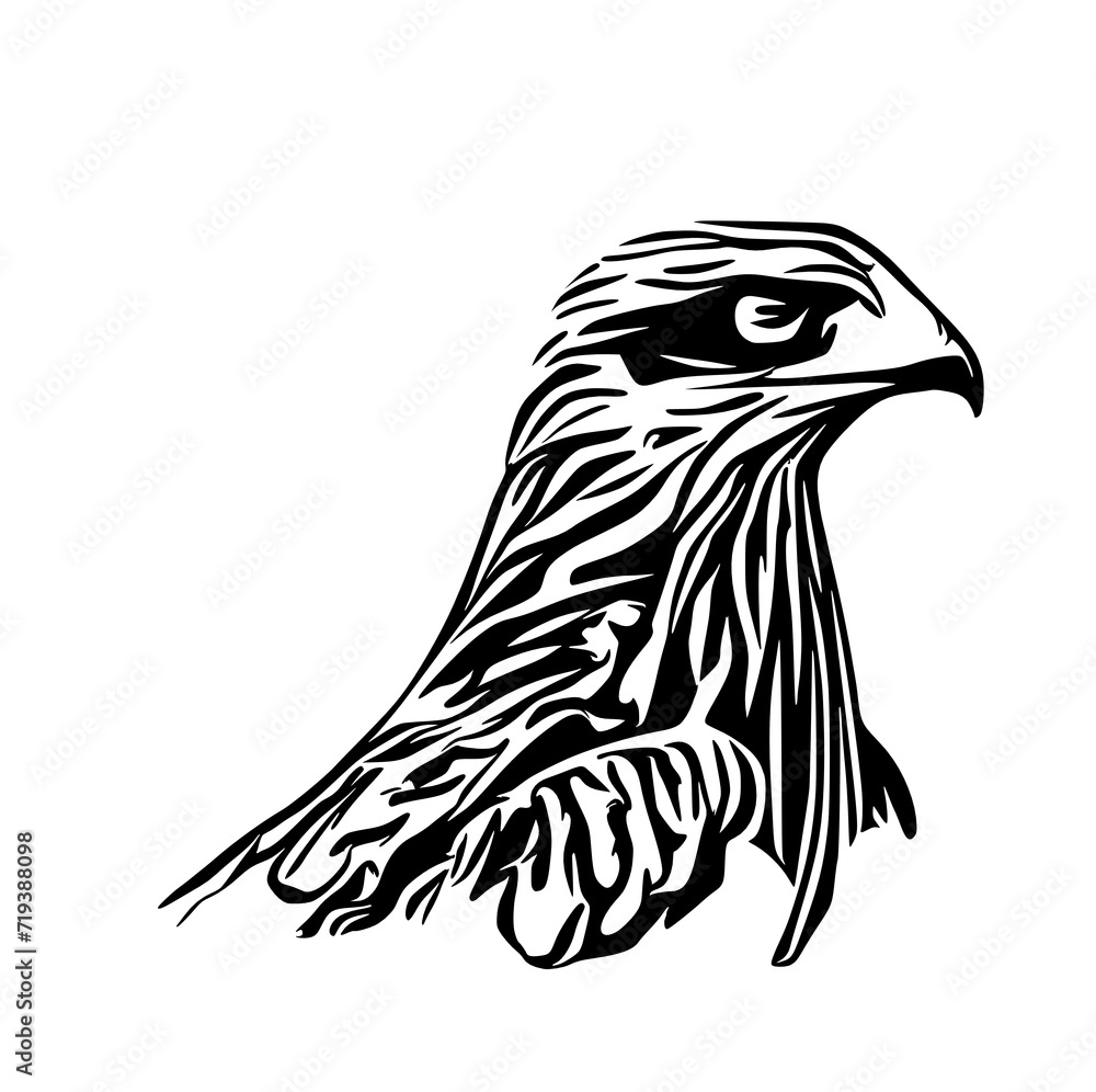 Obraz premium black and white sketch of an eagle's head with a transparent background for elements for making logos and symbols