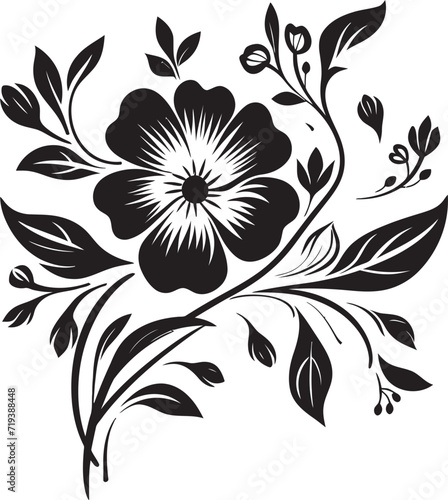 Midnight Floral Gallery I Stylish Black Floral GalleryInked Floral Intricacies  Intricate Vector Floral Intricacies