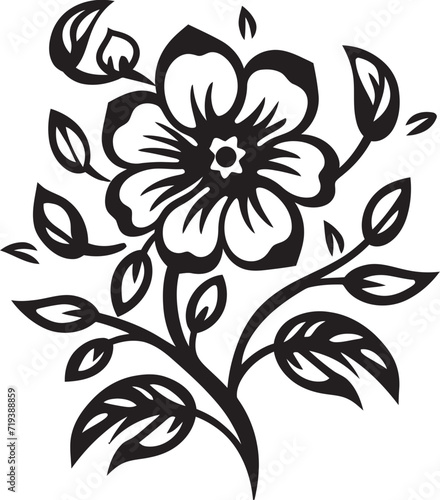 Fototapeta Naklejka Na Ścianę i Meble -  Ebony Essence Illuminated Detailed Vector EssenceBlackened Floral Details  Intricate Floral Vector Details