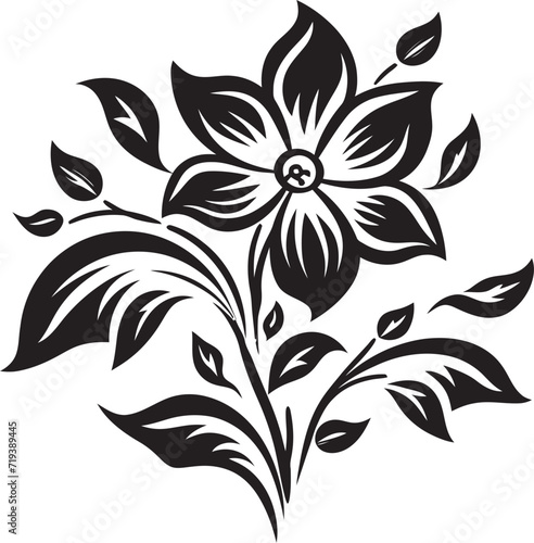 Fototapeta Naklejka Na Ścianę i Meble -  Monochrome Floral Symphony  Floral Vector SymphonyMidnight Whispered Blooms Black and White Whispered Blooms