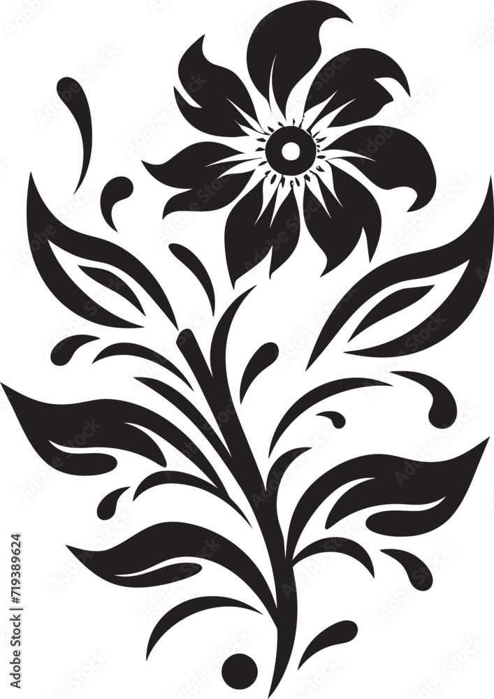 Moonlit Floral Sonata  Stylish Black Floral SonataShadowed Petal Portraits I Detailed Black Petal Vectors