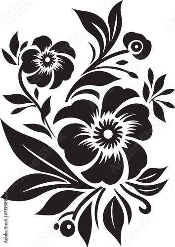 Ebony Echoes Revived Dark Vector Floral EchoesMoonlit Floral Sonata Stylish Black Floral Sonata