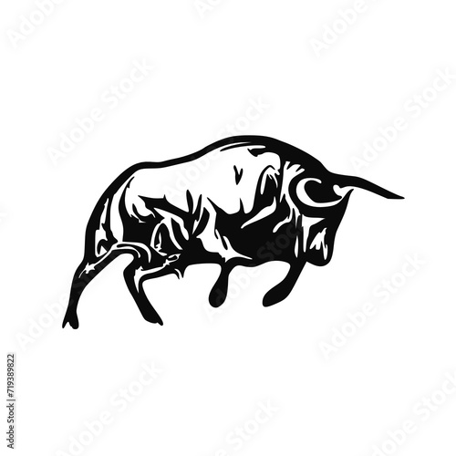 black and white sketch of a bull with a transparent background for elements for making logos and symbols