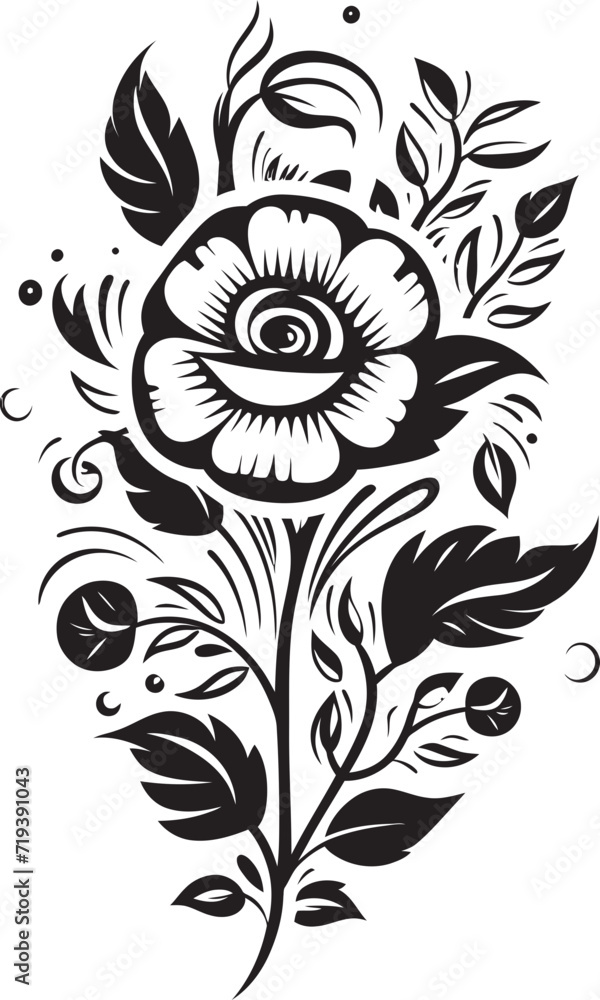 Shadowed Floral Arrangements Black and White Floral ArrangementsMonochrome Blossom Melody Floral Vector Blossom Melody