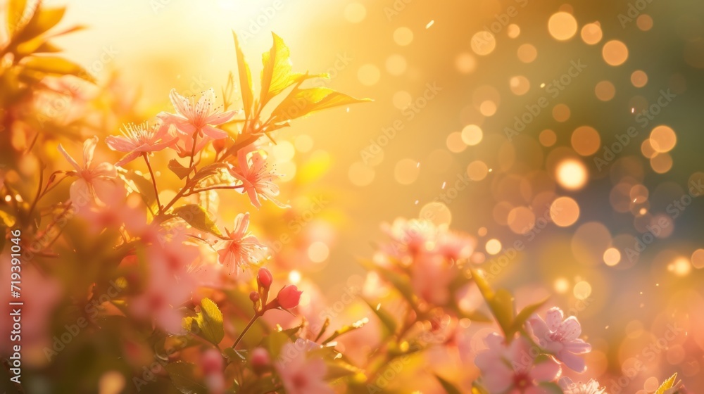 A beautiful spring flowers background, warm light A beautiful spring flowers background, warm light