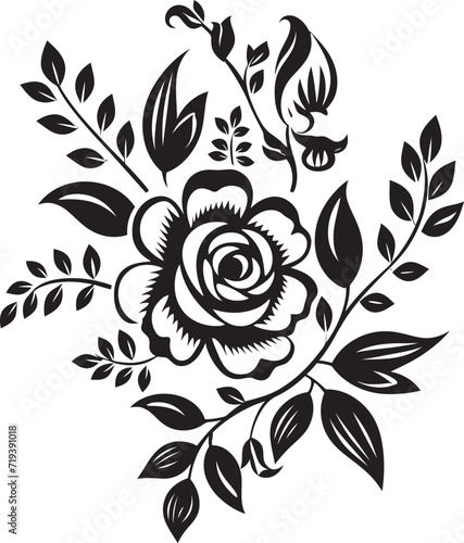 Noir Blossom Ballad Elegant Vector Blossom BalladShadowed Floral Arrangements Black and White Floral Arrangements
