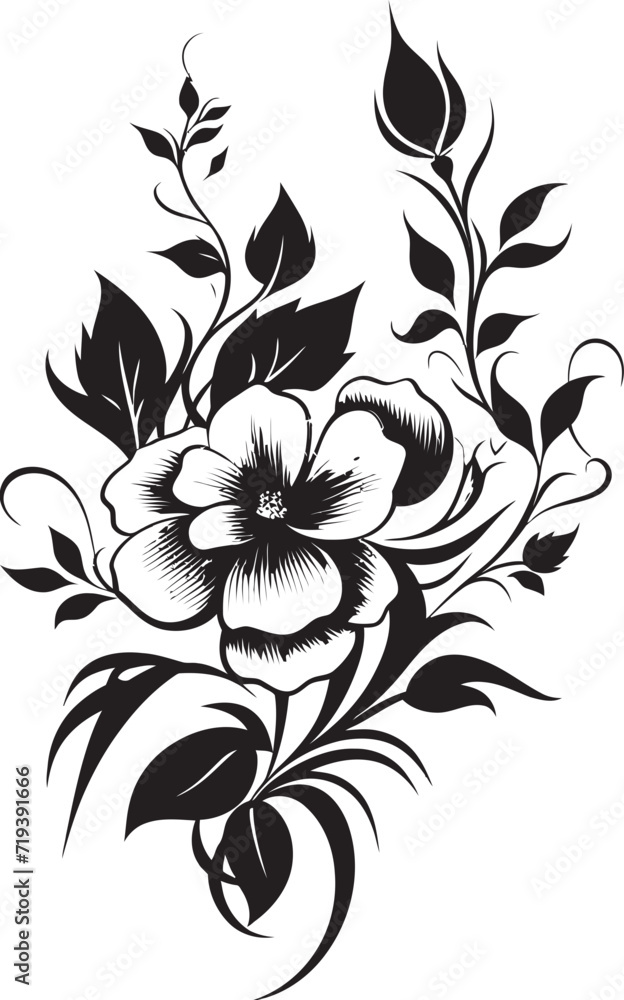 Monochrome Floral Enchantment Dark Floral Vector EnchantmentMidnight Petal Melodies Black Vector Petal Melodies