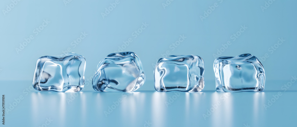 Melting Ice cubes on Blue background. Melting Ice cubes on Blue background.