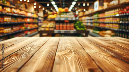 Wooden Table Ready to Welcome Vibrant Grocery Store Finds