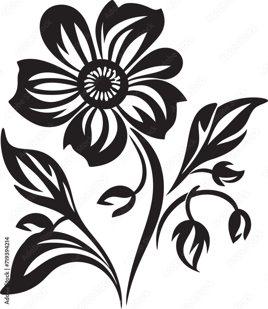 Nocturnal Noir Elegance Illuminated X Chic Black Floral Vector EleganceInked Floral Harmony Envisioned X Elegant Floral Vector Harmony