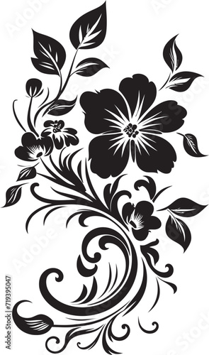 Noir Blossom Rhapsody Elegant Vector Blossom RhapsodyShadowed Floral Patterns Black and White Floral Patterns