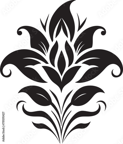 Fototapeta Naklejka Na Ścianę i Meble -  Enigmatic Floral Expressions XIV Intricate Black Floral ExpressionsEbony Floral Essence Reflected X Black Vector Essence
