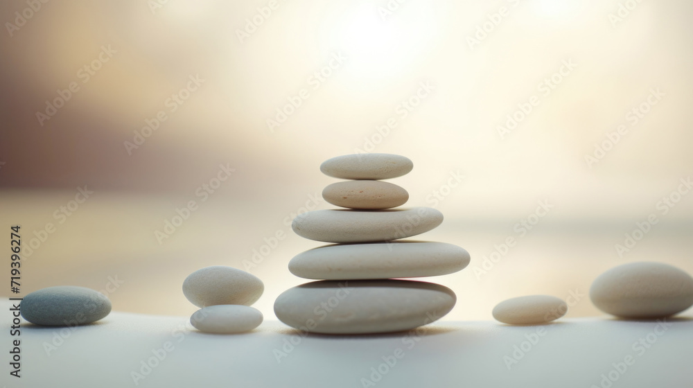 Smooth stones stacked in balance, tranquility and meditation. Zen background Smooth stones stacked in balance, tranquility and meditation. Zen background