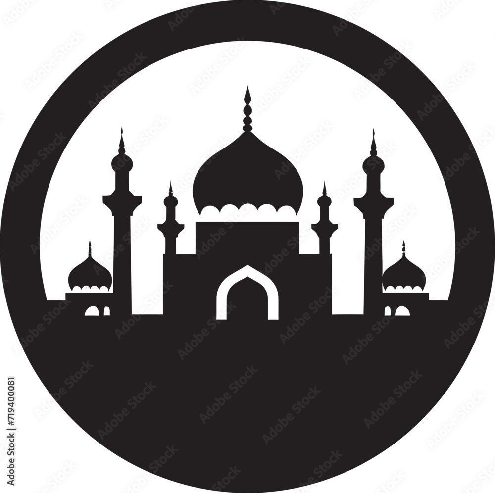 Sleek Black Symmetry Mosque Vector GraphicArtistic Black Architecture Mosque Vector Design