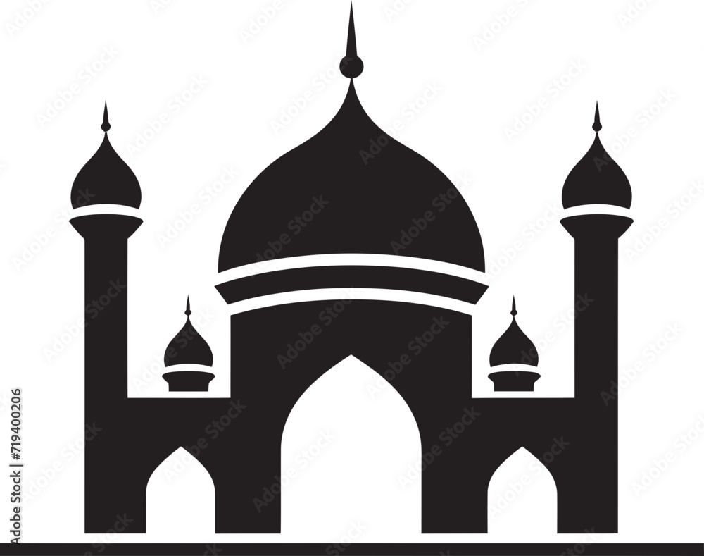 Abstract Black Symmetry Mosque Vector ArtElegant Black Geometry Mosque Vector Graphic