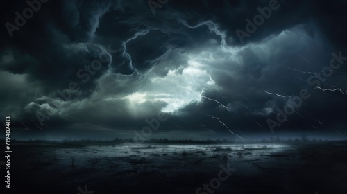 Dark Cloudy Sky in Rainy Season: A Stormy Nature Background with Thunderstorm and Ominous Clouds
