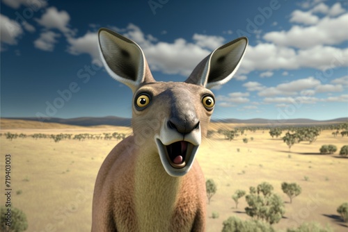 Shocked Kangaroo In Desert Inside Australia Funny 
Aussie Meme photo