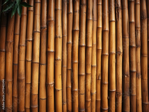 A towering display of natural beauty and strength  a wall of bamboo sticks stands tall in the outdoors  a testament to the resilience of nature s wooden wonders