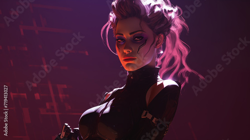 Cyber Punk Female, neonpunk, neoncore, lightcore, synthwave	