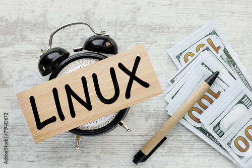 Photography letters of the alphabet with the word Linux