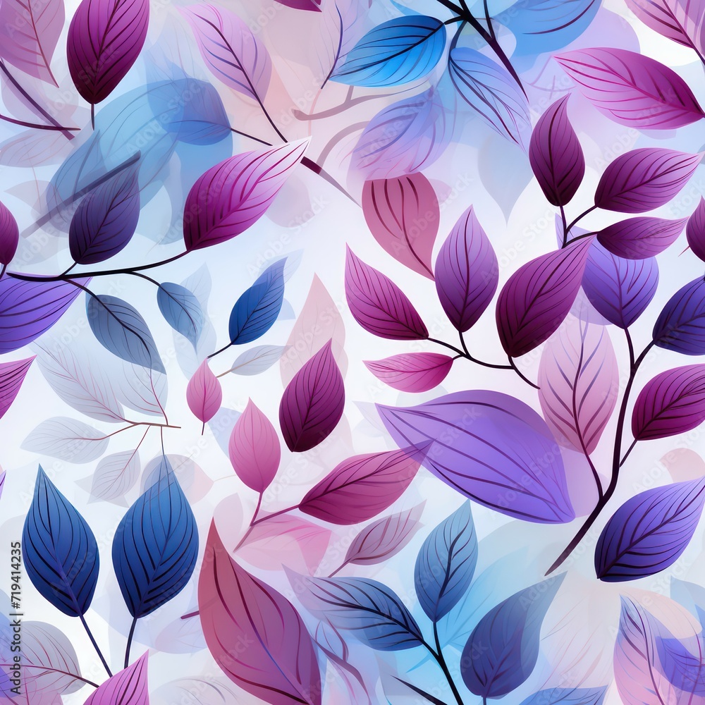 Seamless abstract beautiful purple and blue leaves pattern background Seamless abstract beautiful purple and blue leaves pattern background