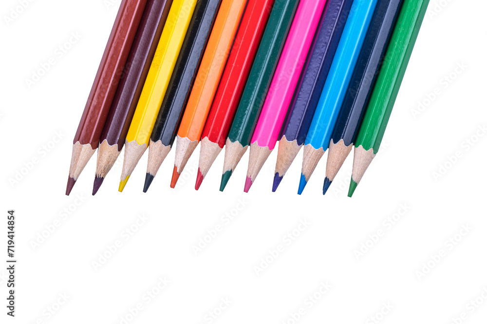 Color pencils on white background.