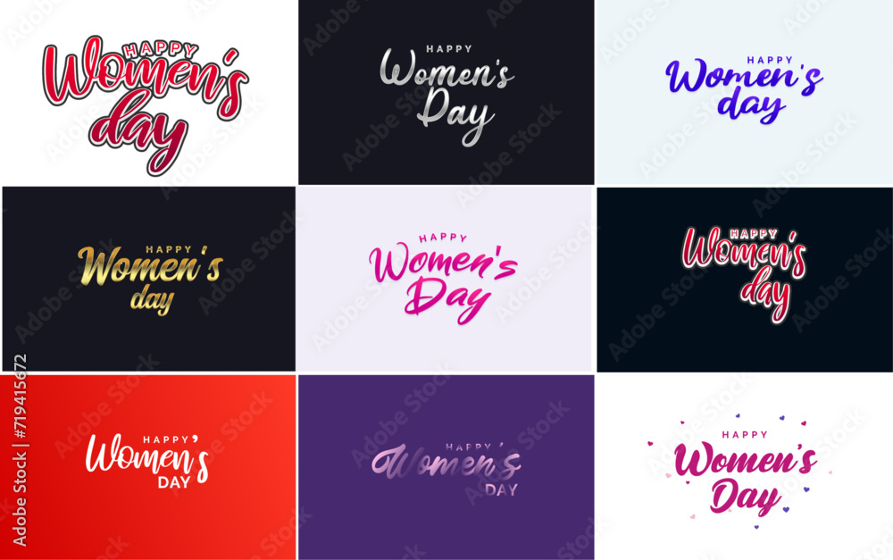 International Women's Day Greeting Card Template with Floral Design and Hand-Lettering Text - Vector Illustration International Women's Day Greeting Card Template with Floral Design and Hand-Lettering Text - Vector Illustration