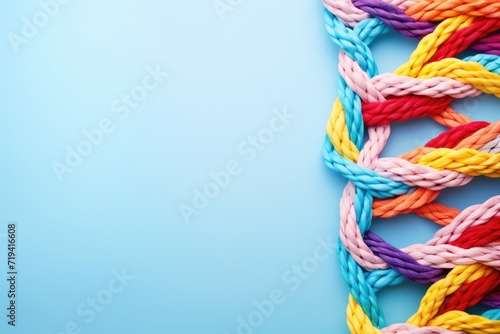 Braided Ropes in Colorful Unity Concept: Strong Symbol of Business Cooperation and Collaboration