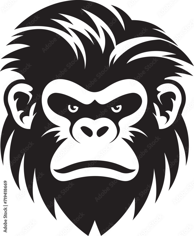 Graphite Gaze Vectorized Monkey SketchesEbony Euphoria Monochrome Primate Vectors
