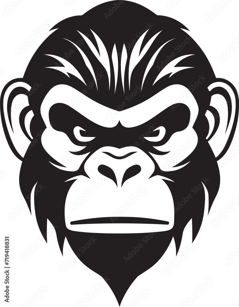 Graphite Gaze Darkened Primate SketchesEbony Euphoria Vectorized Ape Designs