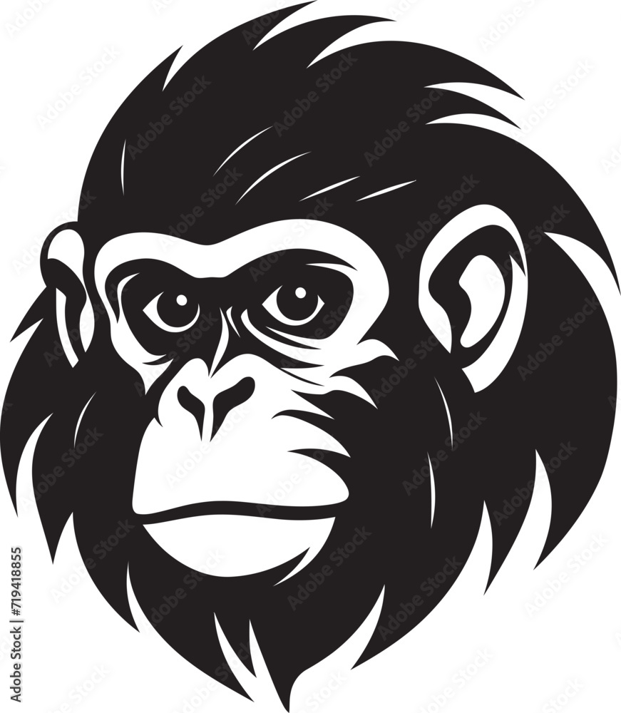 Graphite Gaze Vectorized Monkey MagicEbony Euphoria Darkened Primate Vectors