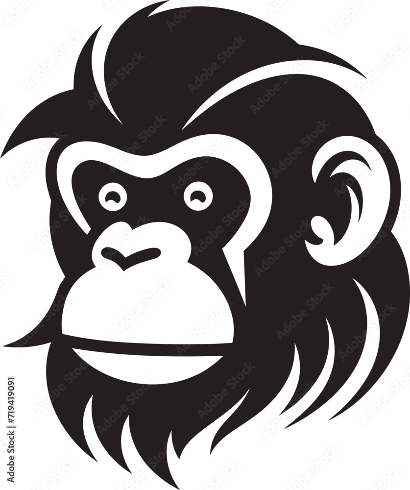 Shadowed Silhouettes Blackened Monkey IllustrationsGraphite Gaze Vector Monkey Art