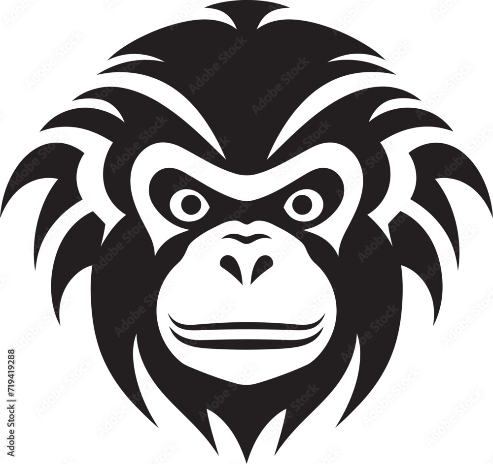 Graphite Gaze Monochrome Monkey IllustrationsEbony Euphoria Vectorized Ape Magic