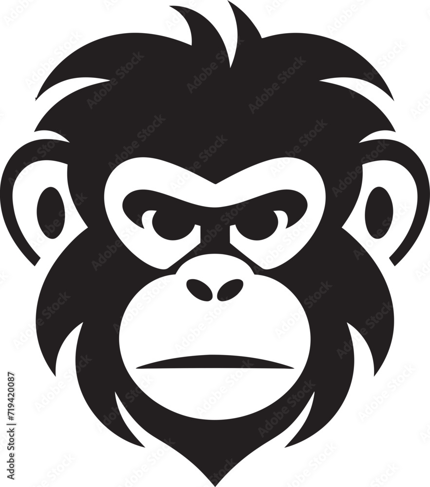 Ink Infused Impact Vectorized Monkey MagicNoir Nectar Black Vector Primate Illustrations