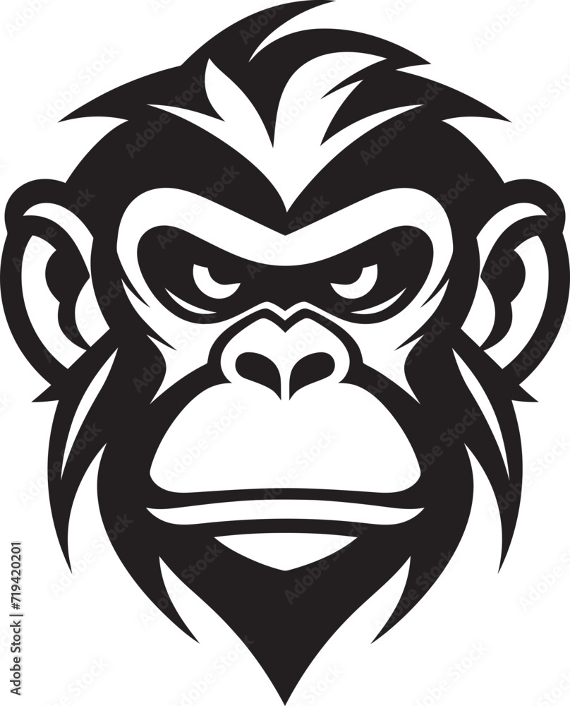 Midnight Marvels Monochrome Primate IllustrationsShadowed Splendor Vectorized Monkey Art