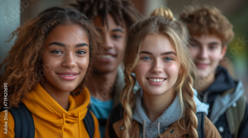 Happy multiracial students, concept of learning, college, teenagers © ProstoSvet