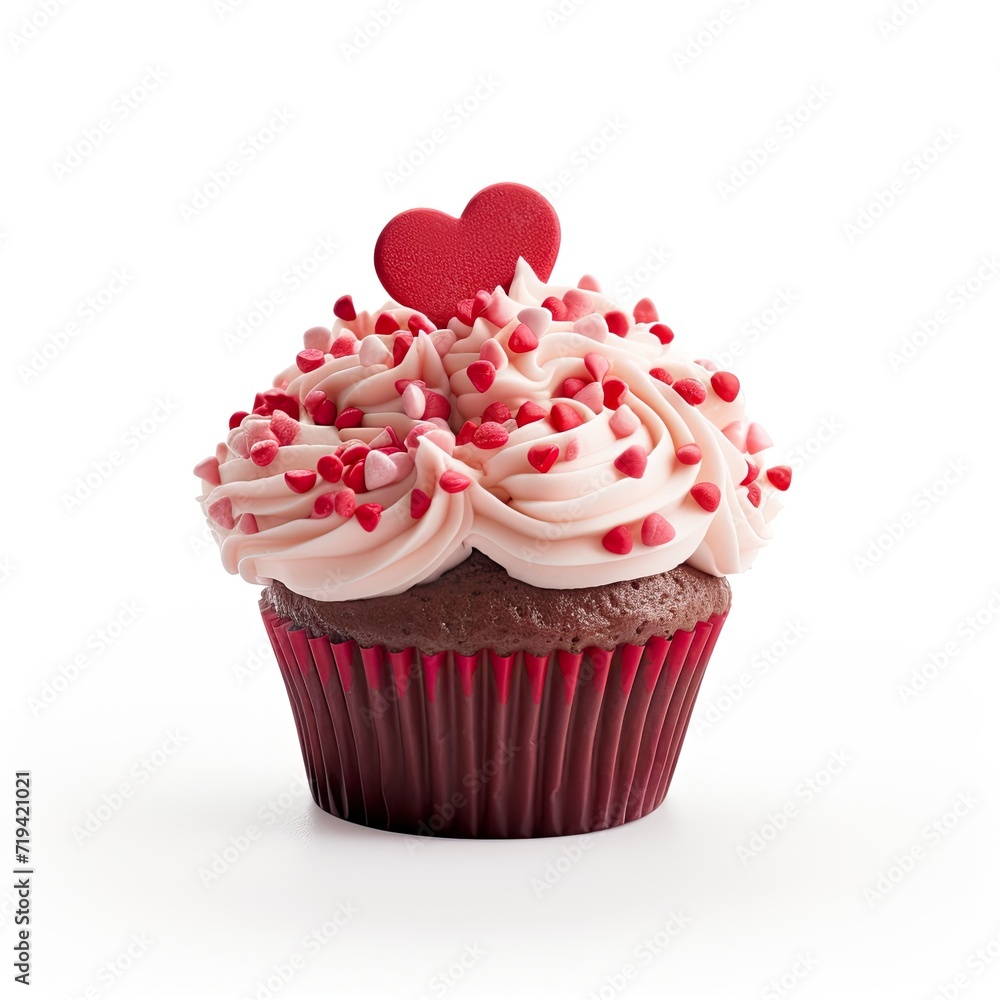 Valentines Day Cupcake Isolated on a White Background
