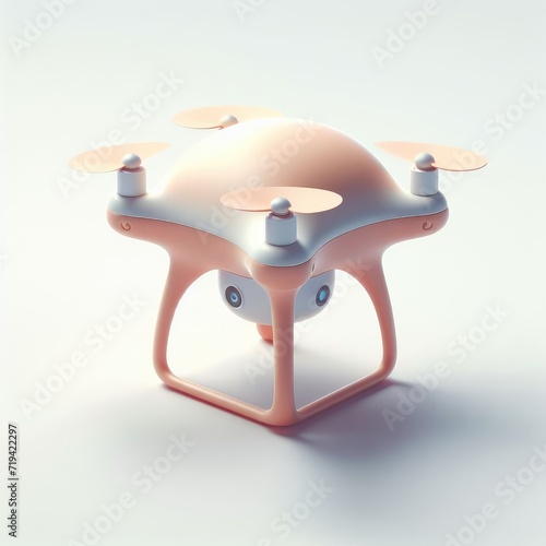 Cartoon Quadcopter Delight. 3D Cartoon Clay Illustration on a light background.