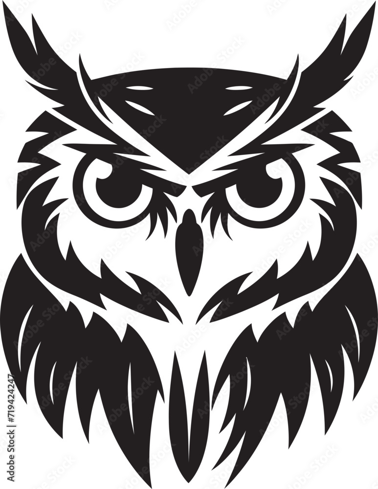 Moonlit Mystery Vector Owl DesignNocturnal Watch Dark Owl Art